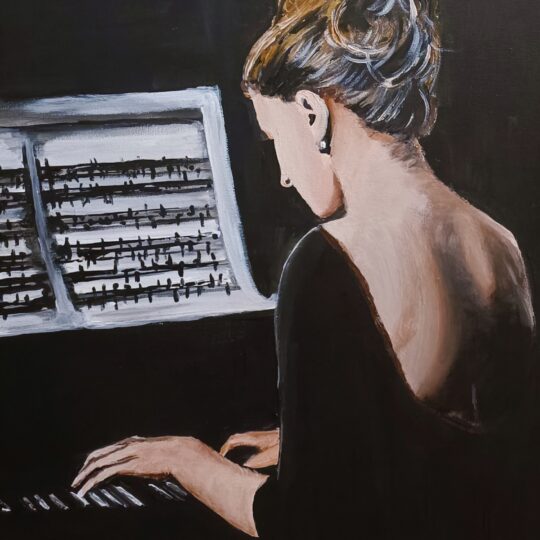 Akt "kobiety w ciemności - pianistka