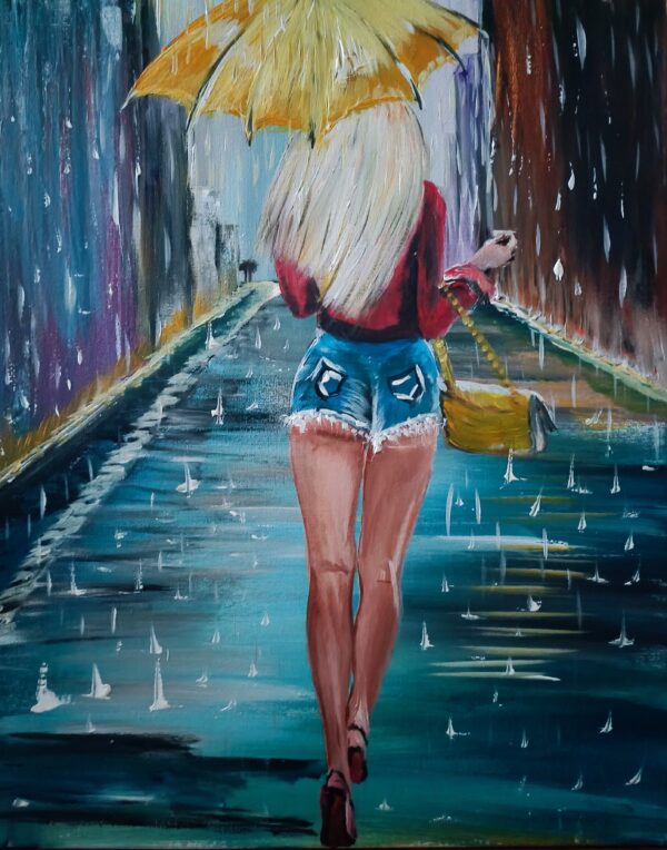 dziewczyna z żółtym parasolem